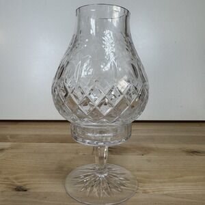 Rogaska GALLIA Cut Crystal Hurricane Candle Lamp Globe Floral Criss Cross 7.75"